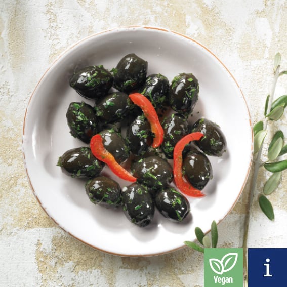 Delicious deep-black olives