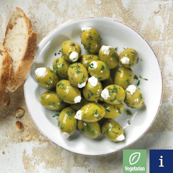 Green olives, stuffed with cream cheese