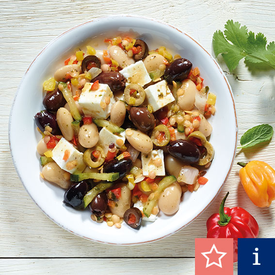 Bean salad with feta cheese,Florence-style